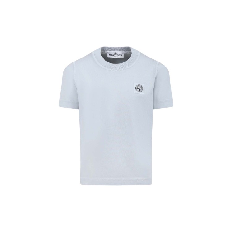 STONE ISLAND T-shirt celeste patch logo bambini