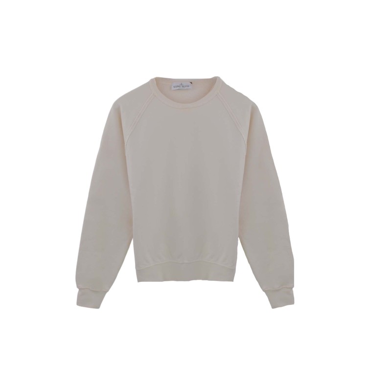 STONE ISLAND Felpa beige girocollo bambini