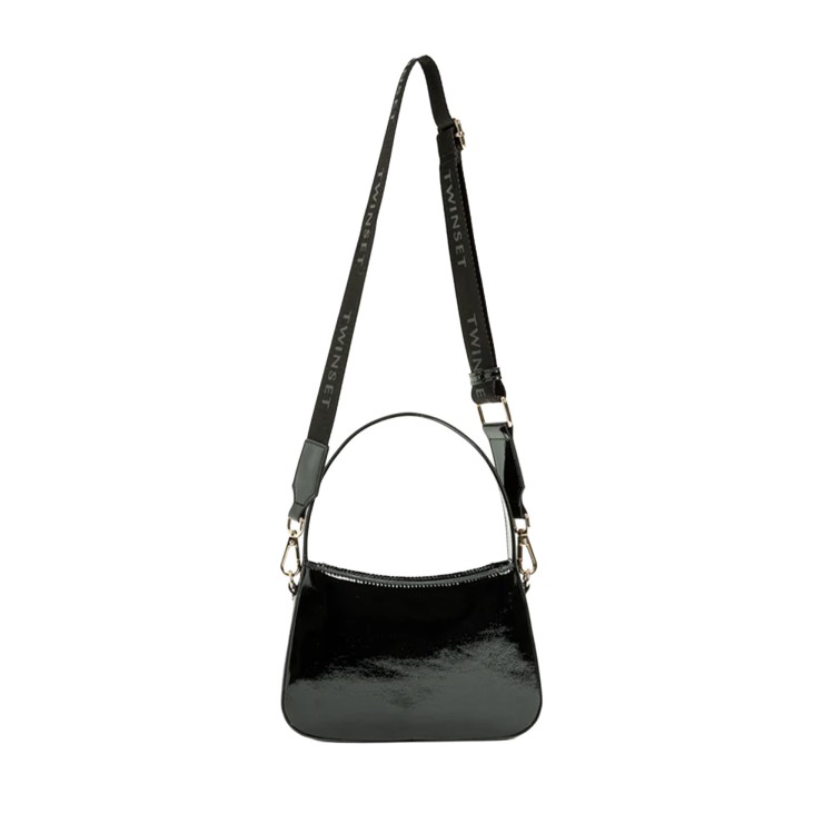 TWIN-SET Borsa nera logata lucida bambina