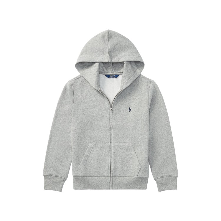 RALPH LAUREN Felpa grigia full-zip bambini