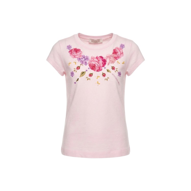 MONNALISA T-shirt rosa con fiori bambina