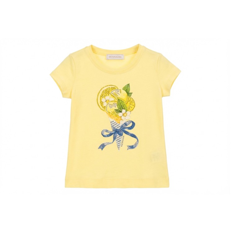 MONNALISA T-shirt gialla con limoni bambina
