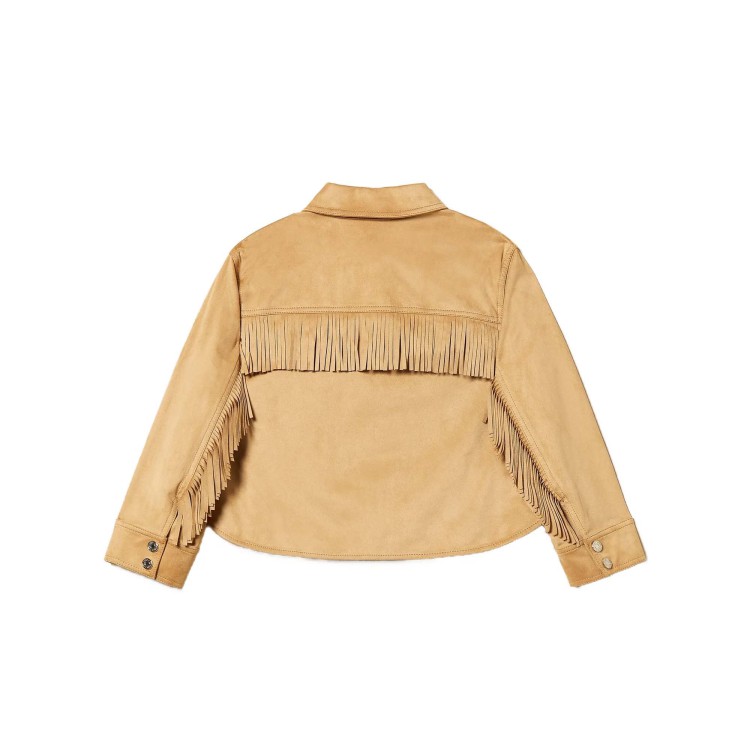 TWIN-SET Giacca beige con frange bambina