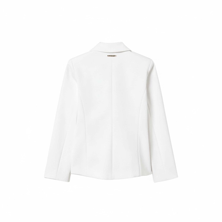 TWIN-SET Blazer bianco in crêpe e duchesse bambina