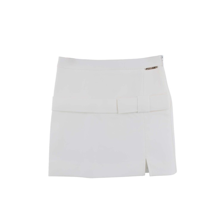 TWIN-SET Gonna bianca in crêpe con fiocco bambina