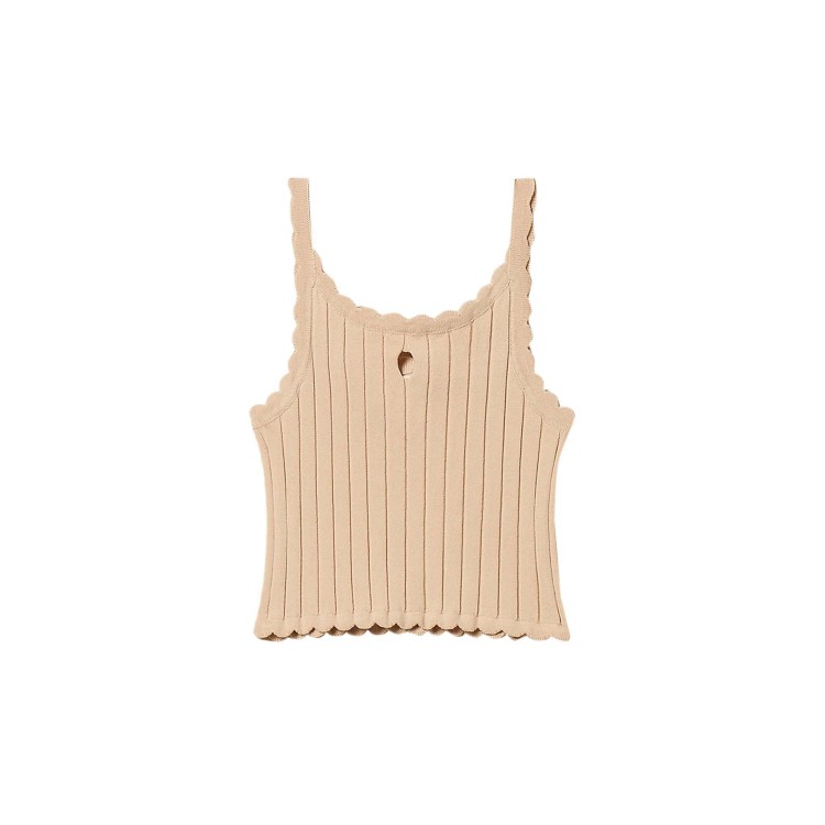 TWIN-SET Top beige a costine bambina