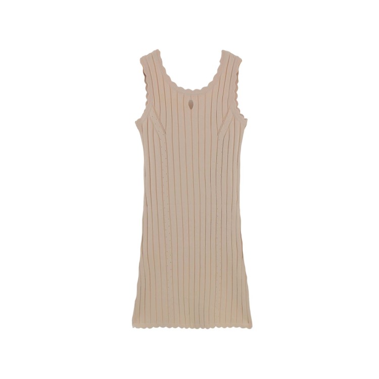 TWIN-SET Abito beige in maglia a costine bambina