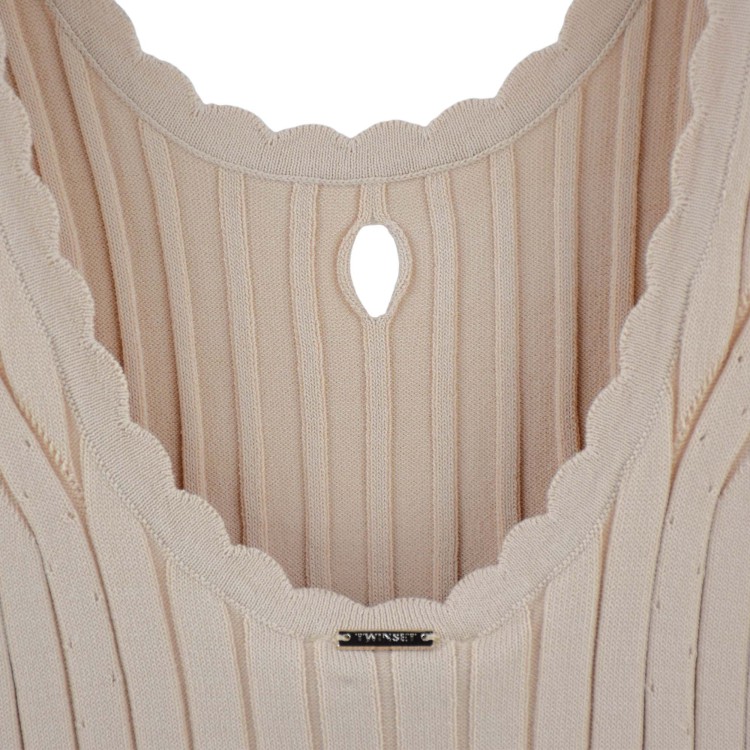 TWIN-SET Abito beige in maglia a costine bambina