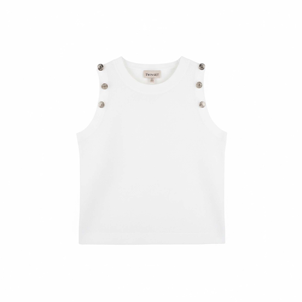 TWIN-SET Top bianco in...