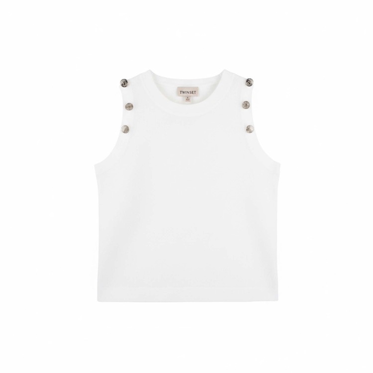TWIN-SET Top bianco in maglia bambina