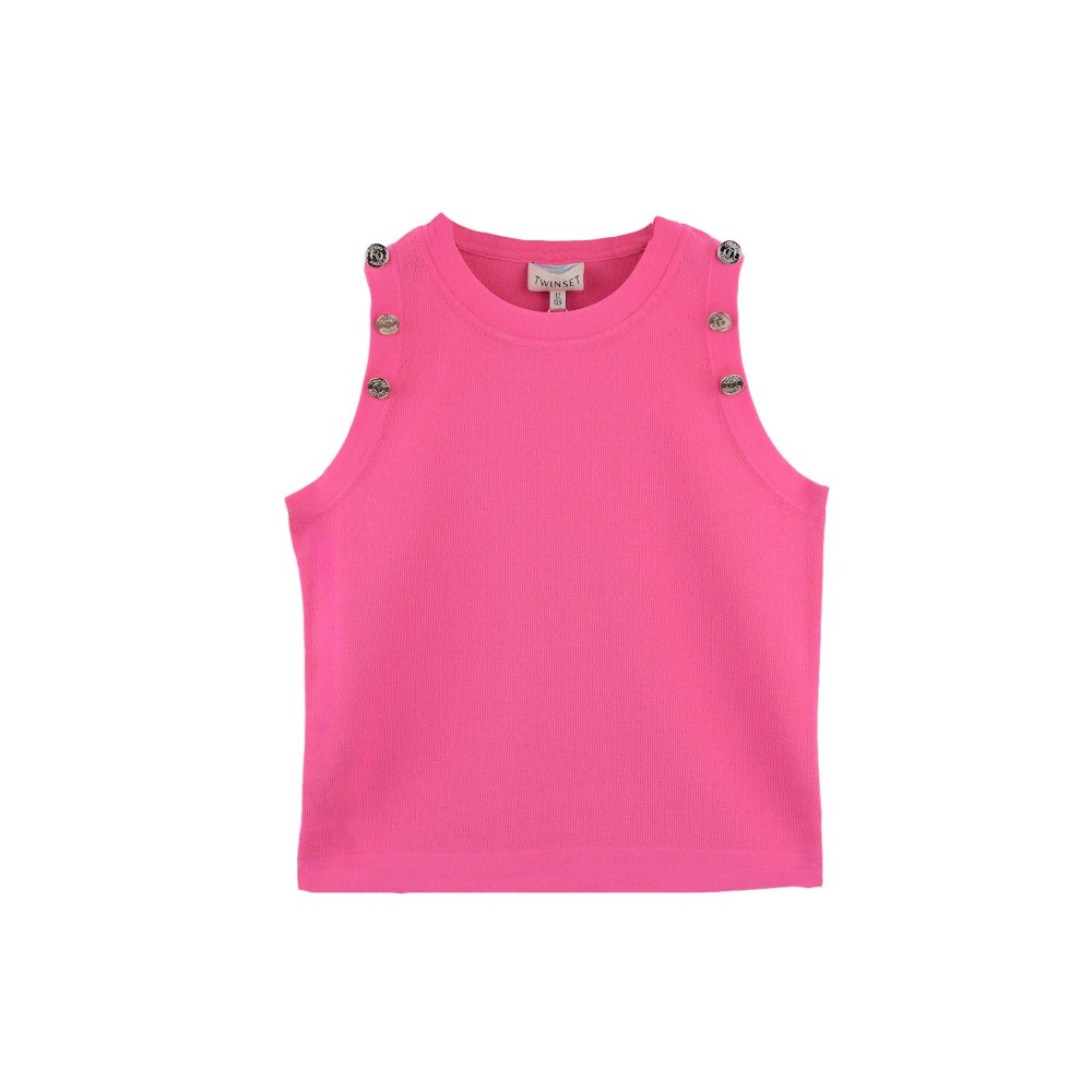 TWIN-SET Top rosa in maglia...