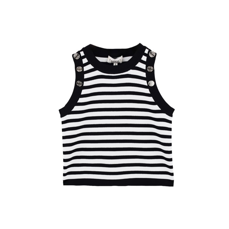 TWIN-SET Top bianco e nero a righe bambina