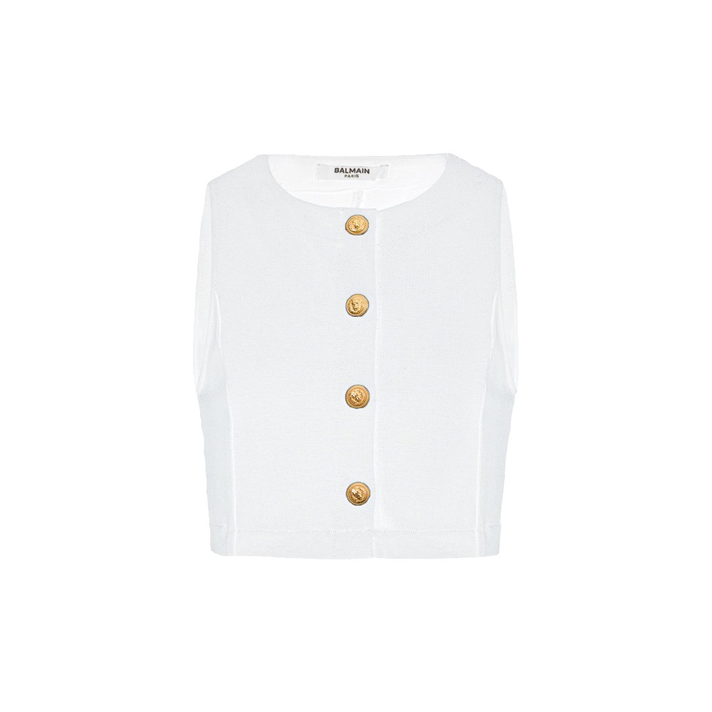 BALMAIN Top bianco a...