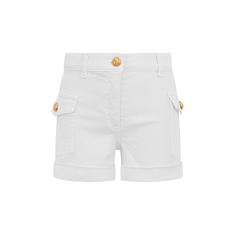 BALMAIN Shorts bianchi in denim bambina