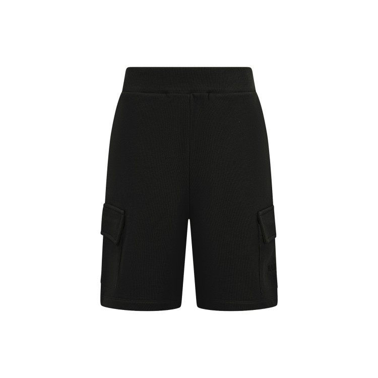 BALMAIN Shorts neri in felpa cargo bambino