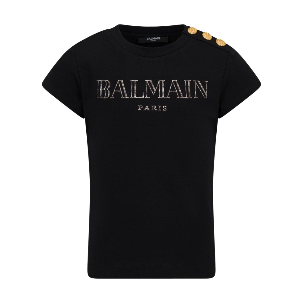 BALMAIN T-shirt nera logo...