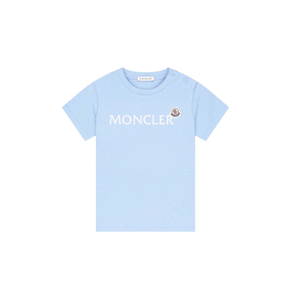 MONCLER T-shirt celeste con...