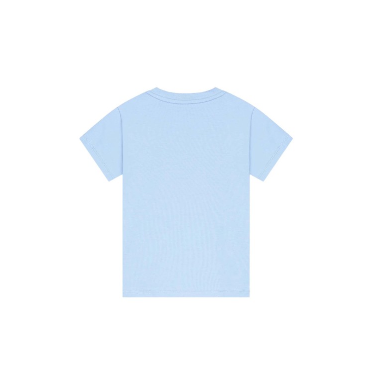 MONCLER T-shirt celeste con logo neonato