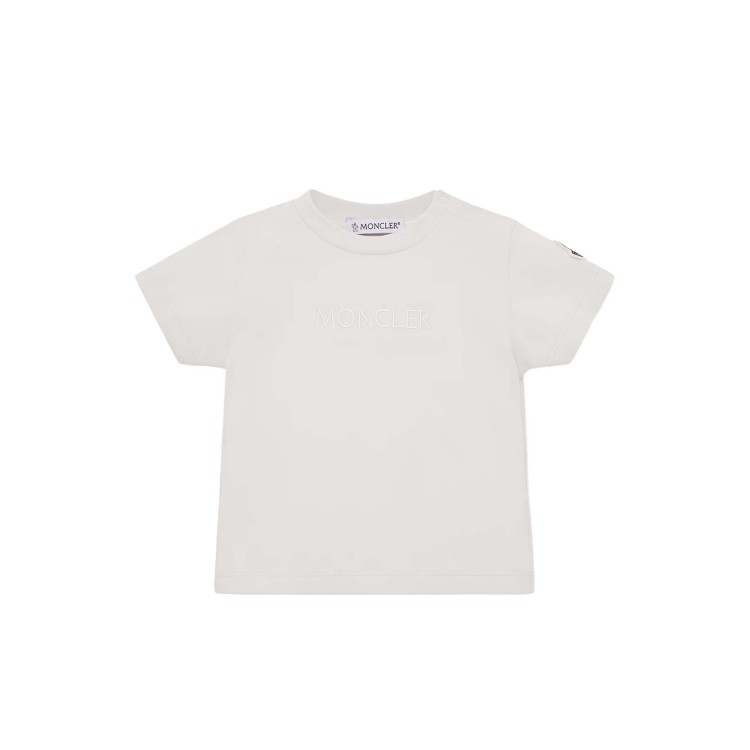 MONCLER T-shirt bianca con logo ricamato neonata