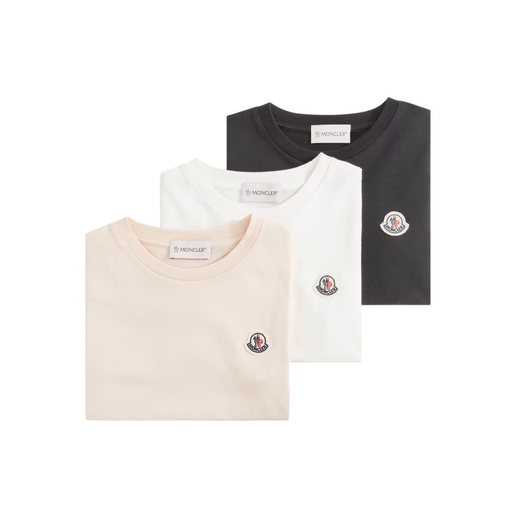 MONCLER Set 3 t-shirt con patch logo bambina