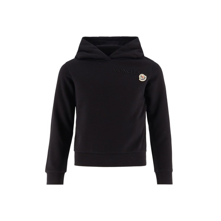 MONCLER Felpa nera con logo ricamato bambini