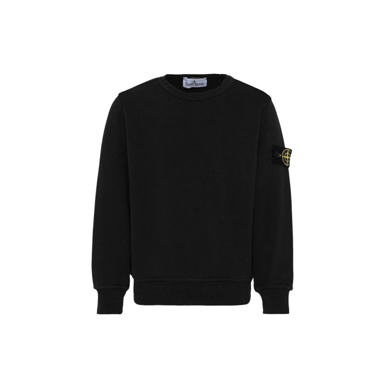STONE ISLAND Felpa nera girocollo bambini