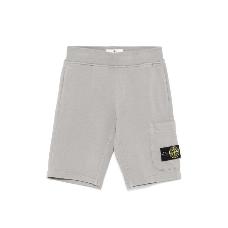 STONE ISLAND Shorts grigio perla in felpa bambini