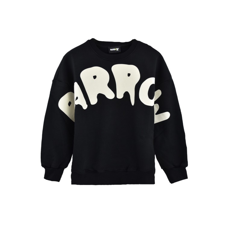 BARROW Felpa nera girocollo logo bubble bambini