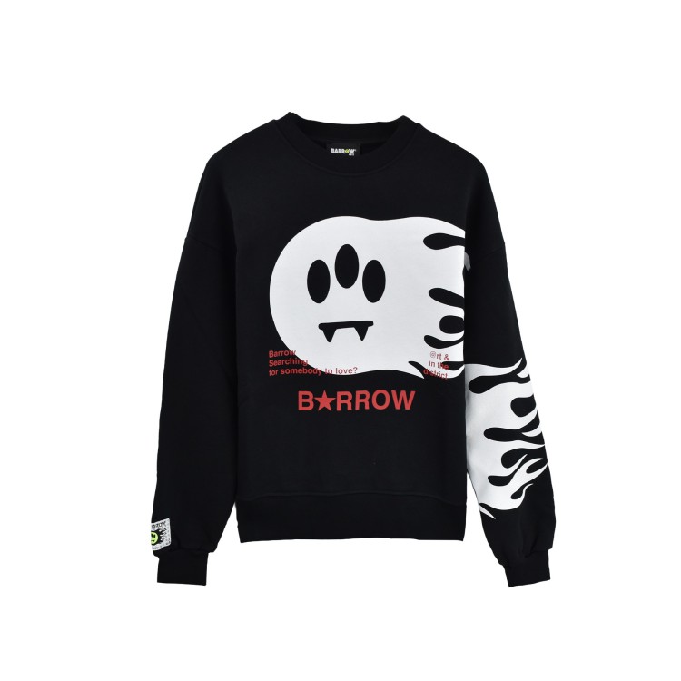BARROW Felpa nera girocollo stampata bambini