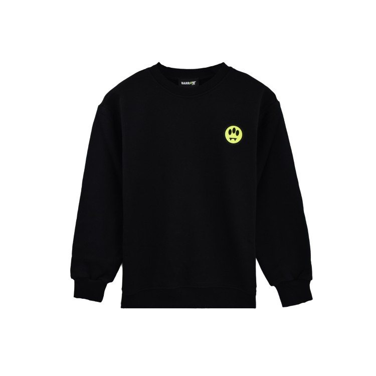 BARROW Felpa nera girocollo logo smile bambini