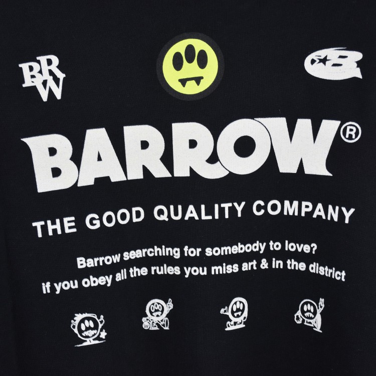 BARROW Felpa nera stampata con cappuccio bambini