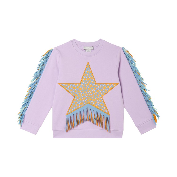 STELLA McCARTNEY Felpa lilla con stella e frange bambina