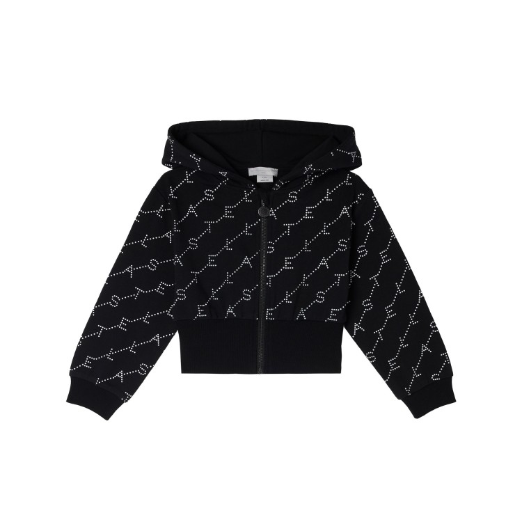 STELLA McCARTNEY Felpa nera cropped full-zip bambina