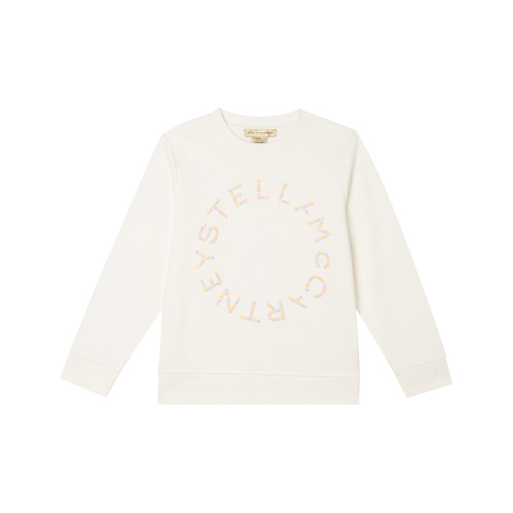 STELLA McCARTNEY Felpa crema logo multicolor bambina