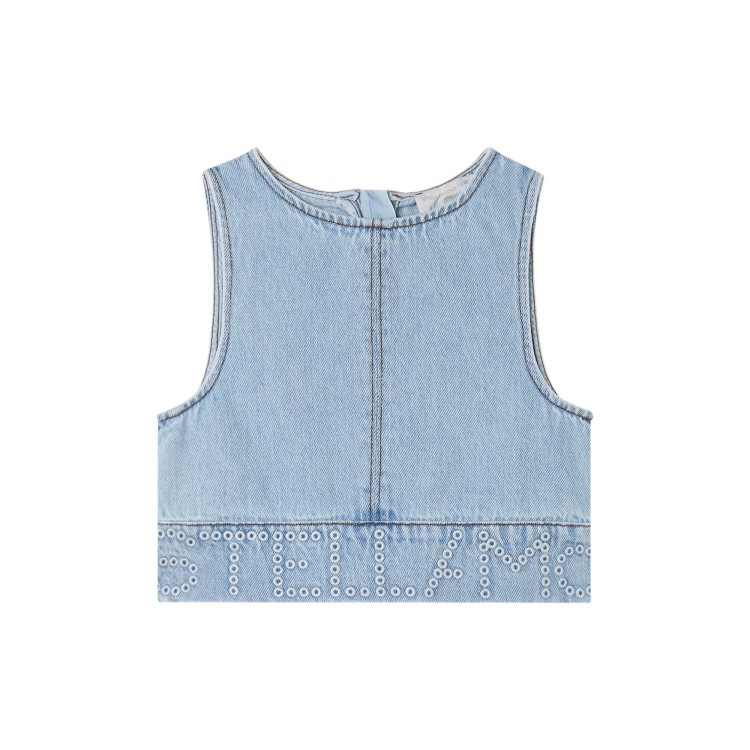 STELLA McCARTNEY Top in denim con logo bambina