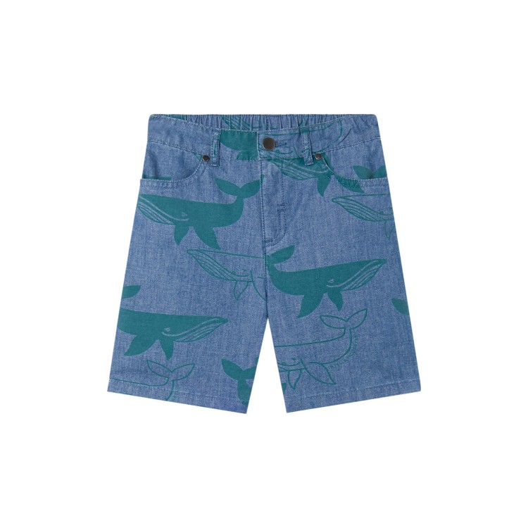 STELLA McCARTNEY Shorts in denim con balene bambino