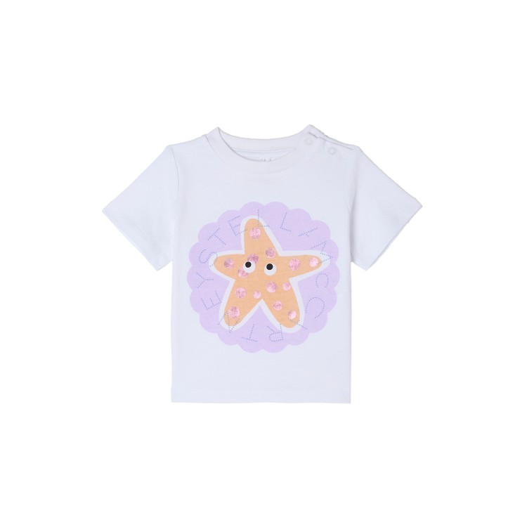 STELLA McCARTNEY T-shirt bianca con stella neonata