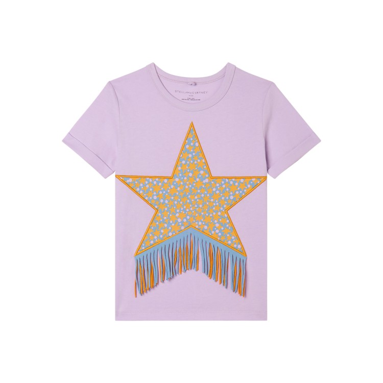 STELLA McCARTNEY T-shirt lilla con stella e frange bambina