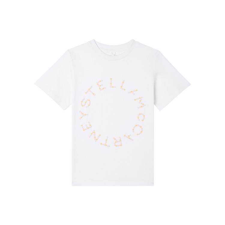 STELLA McCARTNEY T-shirt bianca con logo multicolor bambina