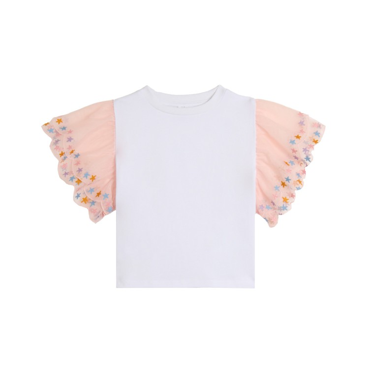 STELLA McCARTNEY T-shirt bianca con maniche volant bambina