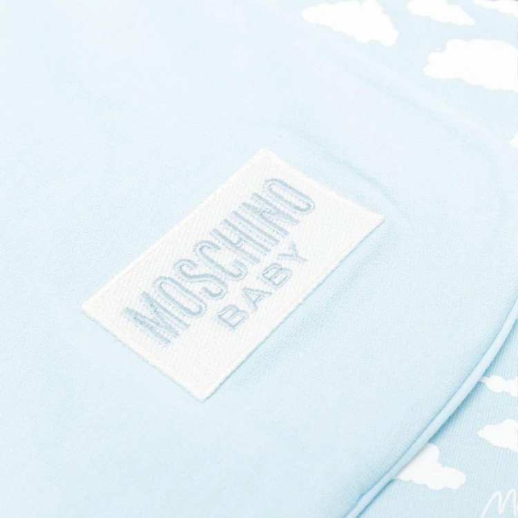 MOSCHINO Coperta celeste nuvolette Teddy Bear neonato