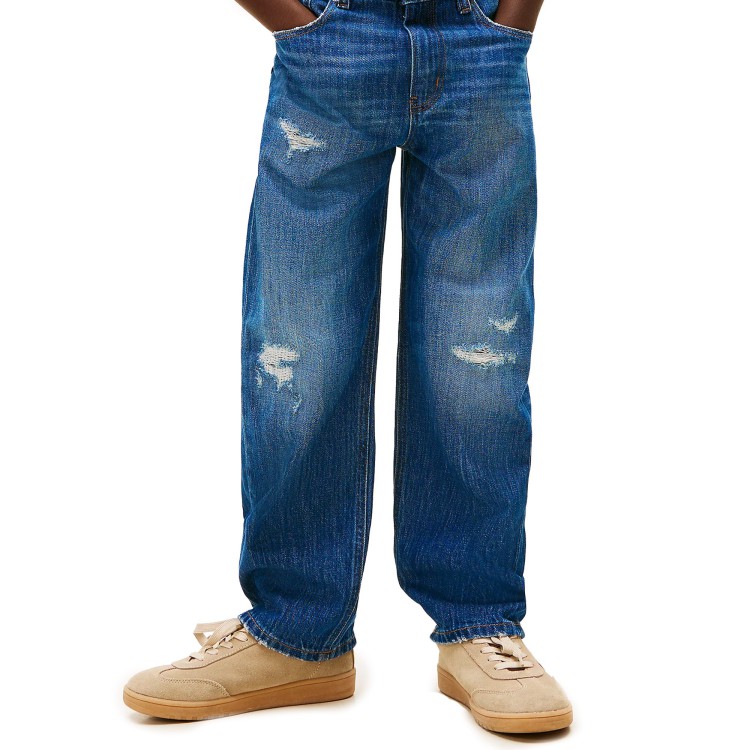 TOMMY HILFIGER Jeans blu baggy con strappi bambino