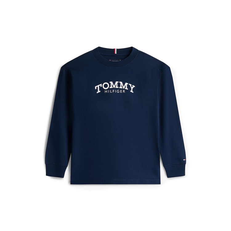 TOMMY HILFIGER T-shirt blu navy a maniche lunghe bambino