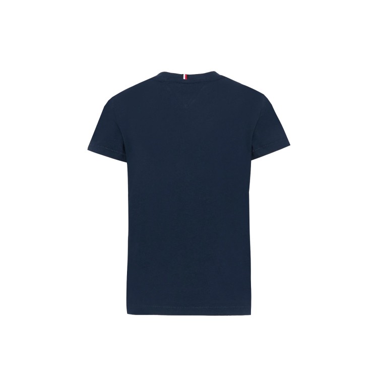 TOMMY HILFIGER T-shirt blu navy con logo faded bambino