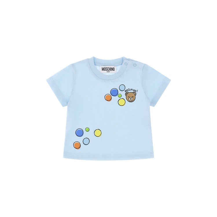 MOSCHINO T-shirt celeste Teddy Bear neonato