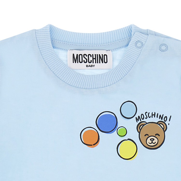 MOSCHINO T-shirt celeste Teddy Bear neonato