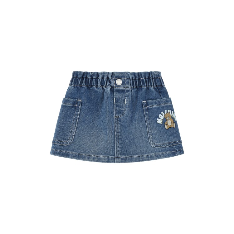 MOSCHINO Gonna in denim con Teddy Bear neonata