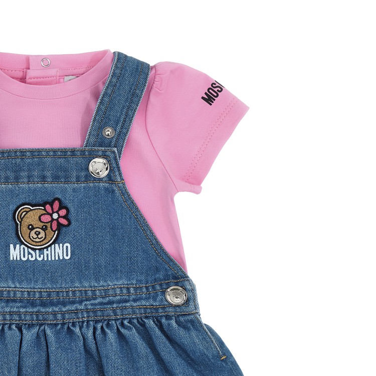MOSCHINO Completo salopette e t-shirt neonata