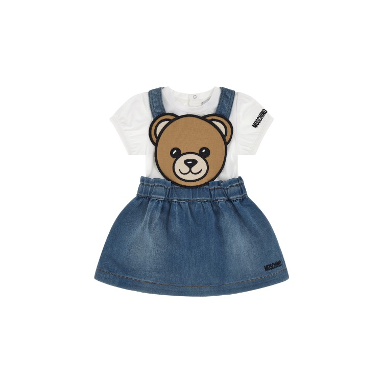 MOSCHINO Completo salopette e t-shirt neonata