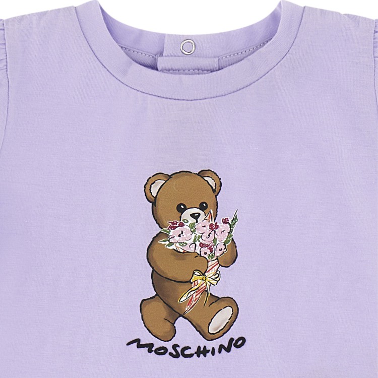 MOSCHINO T-shirt lilla Teddy Bear neonata